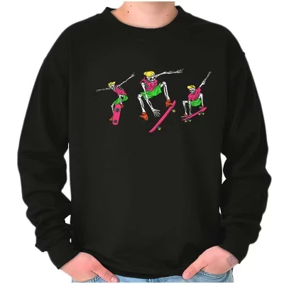 Крутая толстовка Skeletons Skateboarding Tricks для мужчин или женщин черного цвета