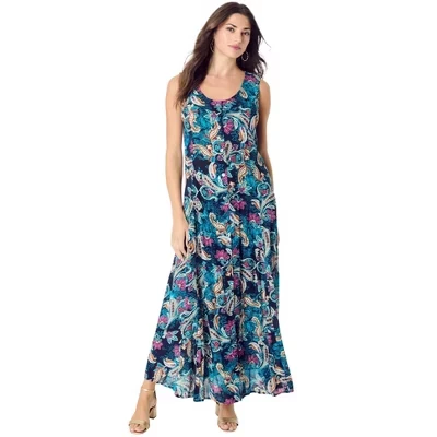 Женское платье Roaman's Plus Size макси, синее
