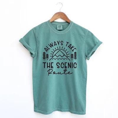 Женская футболка Take The Scenic Route Horizon с коротким рукавом и крашеной отделкой