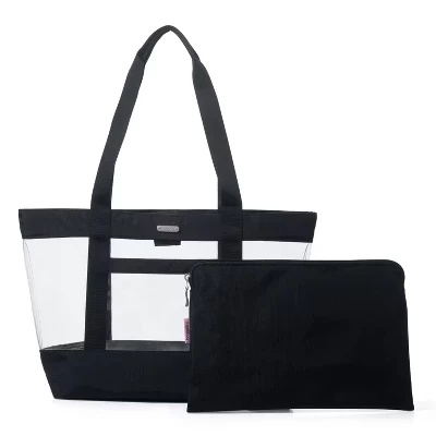 прозрачная сумка-тоут baggallini Carry Away через плечо со съемным чехлом черного цвета