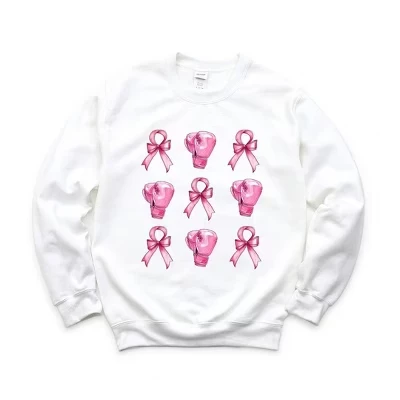 Женская толстовка с графическим рисунком Coquette Breast Cancer Collage белого цвета