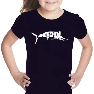 Футболка Marlin - Gone Fishing - Girl's Word Art, черная