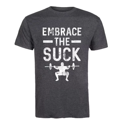 Мужская футболка с коротким рукавом Embrace the Suck с графическим рисунком heather charcoal