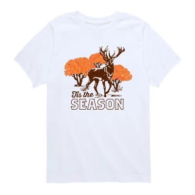Tis the Season Fall Deer Short Sleeve Graphic T-Shirt white