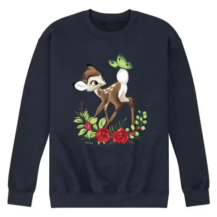 Men's -  - Christmas Botanical Butterfly Graphic Fleece Sweatshirt blue