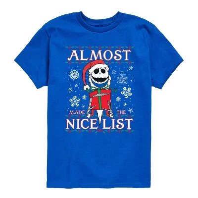 Футболка для мальчиков - Кошмар перед Рождеством - Jack Nice List с коротким рукавом и рисунком, синяя