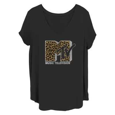 Женская футболка с логотипом музыкального телевидения Cheeta Print, черная