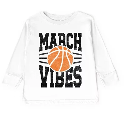 Футболка March Vibes Basketball Distressed - для малышей с длинным рукавом и рисунком, белая