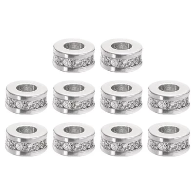Бусины Unique Bargains латунные со стразами, 10 шт, бело-золотые