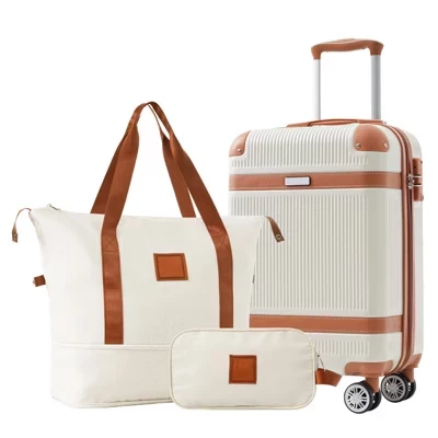 Чемодан ModernLuxe 20″ набор 3 в 1 ABS, белый