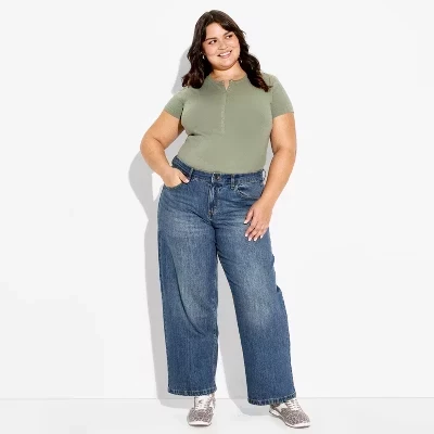 Женские мешковатые джинсы Curvy с низкой посадкой - ™ dark wash