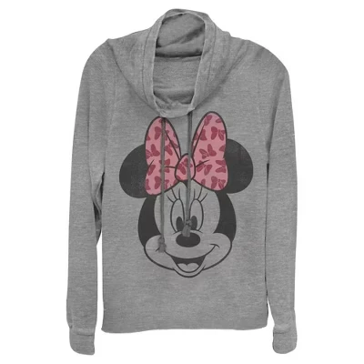 Женский свитшот Minnie Mouse, серый, розовый бант