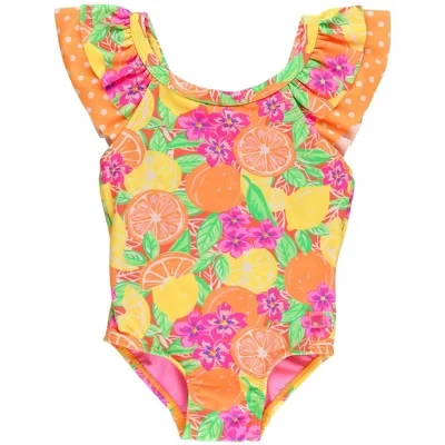Комбинезон для маленьких девочек UPF50+ с V-образной спинкой One Piece neon squeeze the day