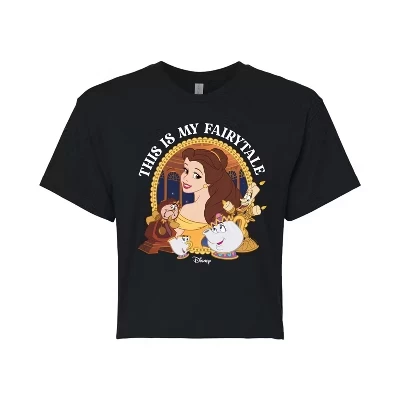 Женская укороченная футболка с рисунком Belle This Is My Fairytale, черная