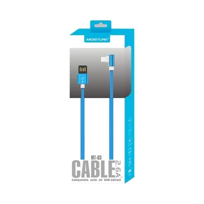 Кабель Reiko USB‑8‑pin в стальной оплётке 2,6A, синий