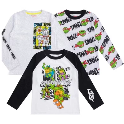 Футболка с длинным рукавом для больших детей Nickelodeon TMNT Boys, 3 шт., зеленая