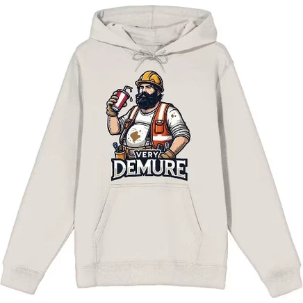 Very Demure Construction Worker Adult Long Sleeve Hoodie sand