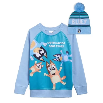 Толстовка и шапка для мальчиков Bluey, флисовая с принтом