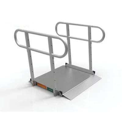 Алюминиевый переносной пандус для инвалидных колясок GATEWAY 3G с текстурированной поверхностью и саморегулирующимися нижними переходными пластинами пандус + двухрядный рельс