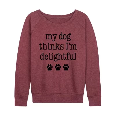 Женская рубашка Dog Thinks I'm Delightful, легкая махровая рубашка с широким вырезом и длинными рукавами, цвет хизер бордовый.