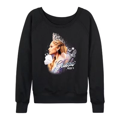 Женская рубашка Glinda Side Profile из легкого французского махрового полотна с широким вырезом и длинным рукавом, черная с графическим рисунком.