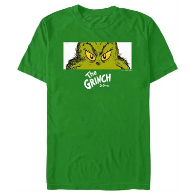 Мужская укороченная футболка Dr. Seuss Grinch Eyes зеленого цвета