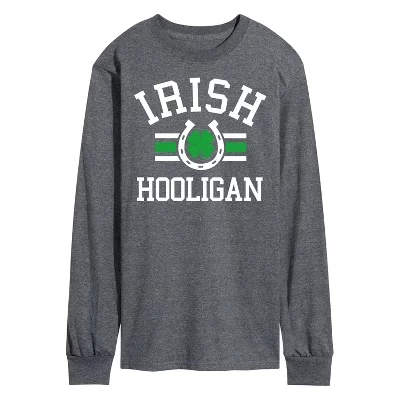 Мужская спортивная футболка Irish Hooligan с длинным рукавом и графическим рисунком heather charcoal