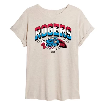 Women's -  - Captain America Rogers Oversized Graphic T-Shirt birch