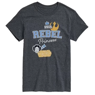 Мужская футболка с искусственными нашивками Rebel Princess с коротким рукавом и графическим рисунком heather charcoal