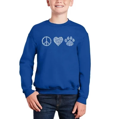 Мир, Любовь и кошки - Толстовка с круглым вырезом от Boy's Word Art royal