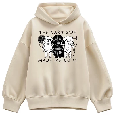 Женская толстовка The Dark Side Made Me Do It из флиса оверсайз с капюшоном кремового цвета.
