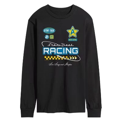 Мужская футболка Star Fleet Racing Jersey с длинным рукавом и графическим рисунком, черная