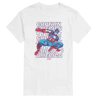 Men's -  - Captain America 3D Comic Book Style Short Sleeve Graphic T-Shirt white