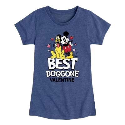 Лучшая приталенная футболка Doggone Valentine с коротким рукавом и рисунком синего цвета
