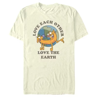 Мужская футболка Catdog Love the Earth бежевого цвета