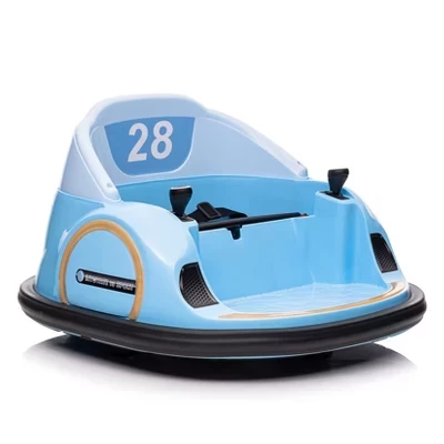 12V Kids Ride On Bumper Car Электрическая машинка-бампер для малышей с дистанционным управлением, вращающаяся на 360° синего цвета