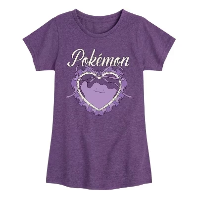 Футболка для девочек Pokemon Ditto, приталенная, фиолетовая