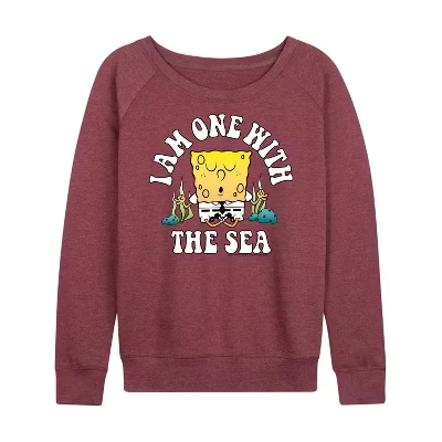Женский лонгслив SpongeBob «One With Sea», бордовый меланж
