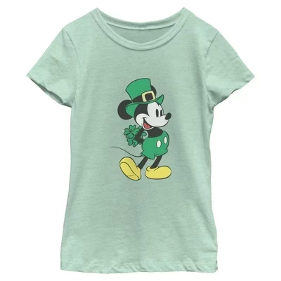 Футболка мятного цвета с букетом клевера для девочек Mickey & Friends A Bunch of Clovers