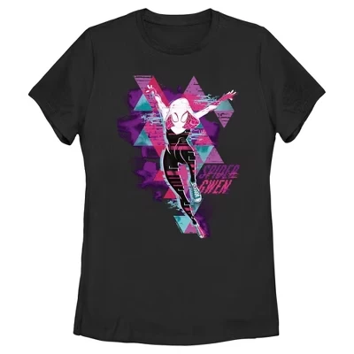 Женская футболка : Across the Spider-Verse Spider Gwen Glitch, черная
