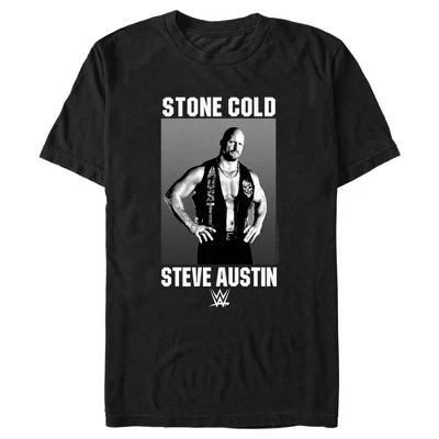 Мужская черно-белая футболка с фотографией Stone Cold Steve Austin черного цвета