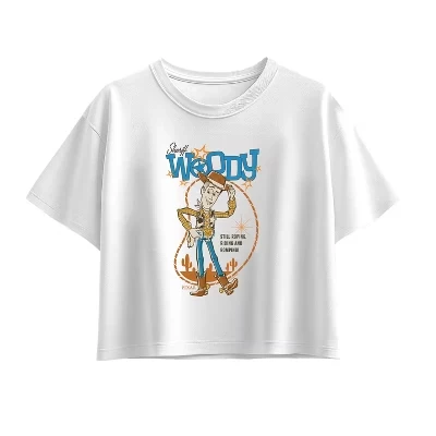 Футболка Sheriff Woody с коротким рукавом и квадратным рисунком белого цвета
