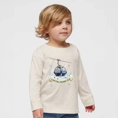 Детский лонгслив The Juniper Shop «Лыжи», натуральный
