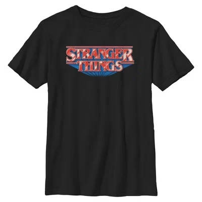 Футболка для мальчиков Stranger Things, логотип, черная