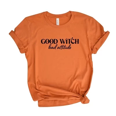 Футболка с коротким рукавом Good Witch Bad Attitude оранжевого цвета