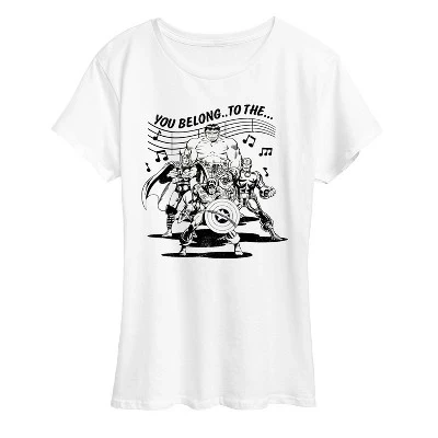 Women's -  - Avengers Merry Marching Society Short Sleeve Graphic T-Shirt white