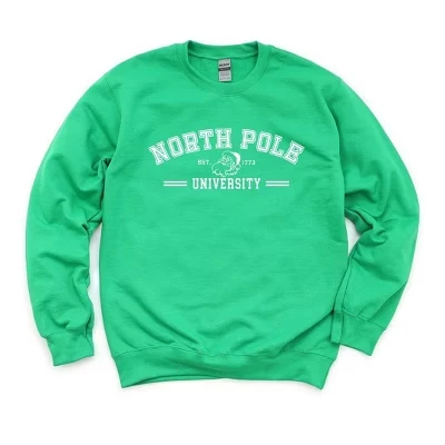Женская толстовка с рисунком North Pole University Santa grass