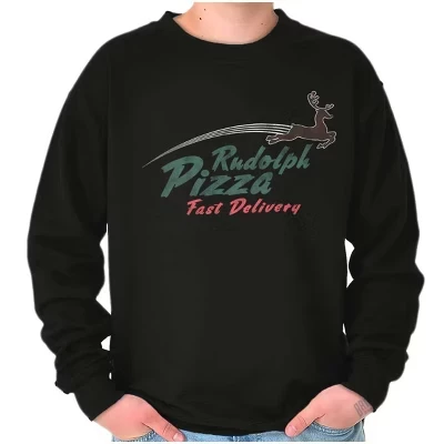 Рождественская толстовка Rudolph Pizza Delivery для мужчин или женщин черного цвета