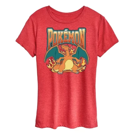 Женская футболка с коротким рукавом в стиле колледжа Charizard Collegiate с изображением покемонов heather red