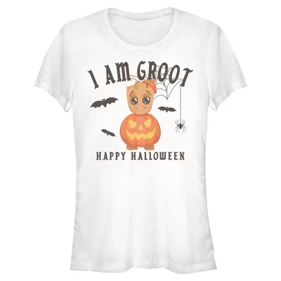Женская футболка для юниоров Marvel I Am Groot Happy Halloween белого цвета